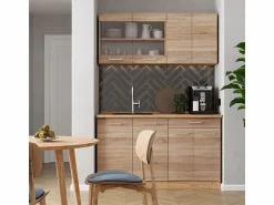 New Vicco Armario de cocina para techo inclinado sonoma 140x46x81.6 r-line Color natural claro
