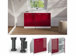 Outlet Vicco Armario de cocina para techo inclinado brillo intenso/blanco 80x46x81.6 r-line Rojo