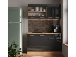 New Vicco Armario de cocina para techo inclinado antracita alto brillo 140x46x81.6 r-line Gris antracita
