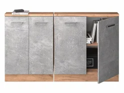 New Armario de cocina para techo inclinado hormigón 140x46x81.6 r-line Armario Para Buhardilla