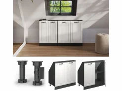 Vicco Armario de cocina para techo inclinado blanco casa de campo 80x46x81.6 r-line