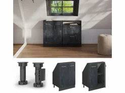 Sale Vicco Armario de cocina para techo inclinado hormigón 60x46x81.6 r-line Negro