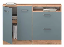 New Vicco Armario de cocina para techo inclinado gris ado 120x46x81.6 r-line Azul