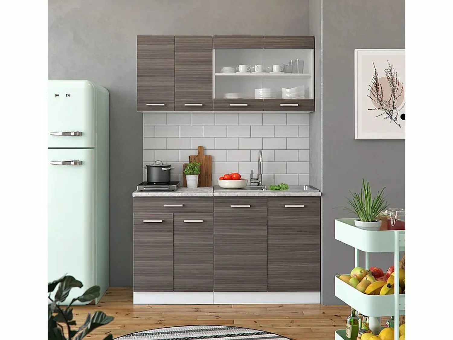 Online Vicco Armario de cocina para techo inclinado gris noble 60x46x81.6 r-line Gris claro