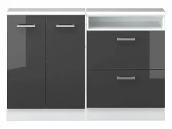 Outlet Armario de cocina para techo inclinado antracita alto brillo 120x46x81.6 r-line Armario Para Buhardilla