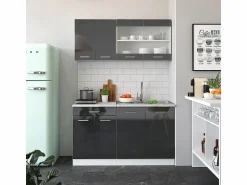 Vicco Armario de cocina para techo inclinado antracita alto brillo 140x46x81.6 r-line