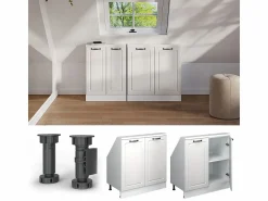 Hot Armario de cocina para techo inclinado blanco casa de campo 80x46x81.6 r-line Armario Para Buhardilla