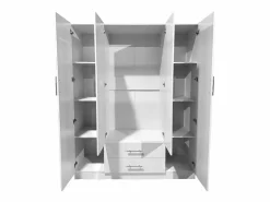 Online Saldosystocks Armario de Dormitorio 4 Puertas W, con Espejo, Blanco