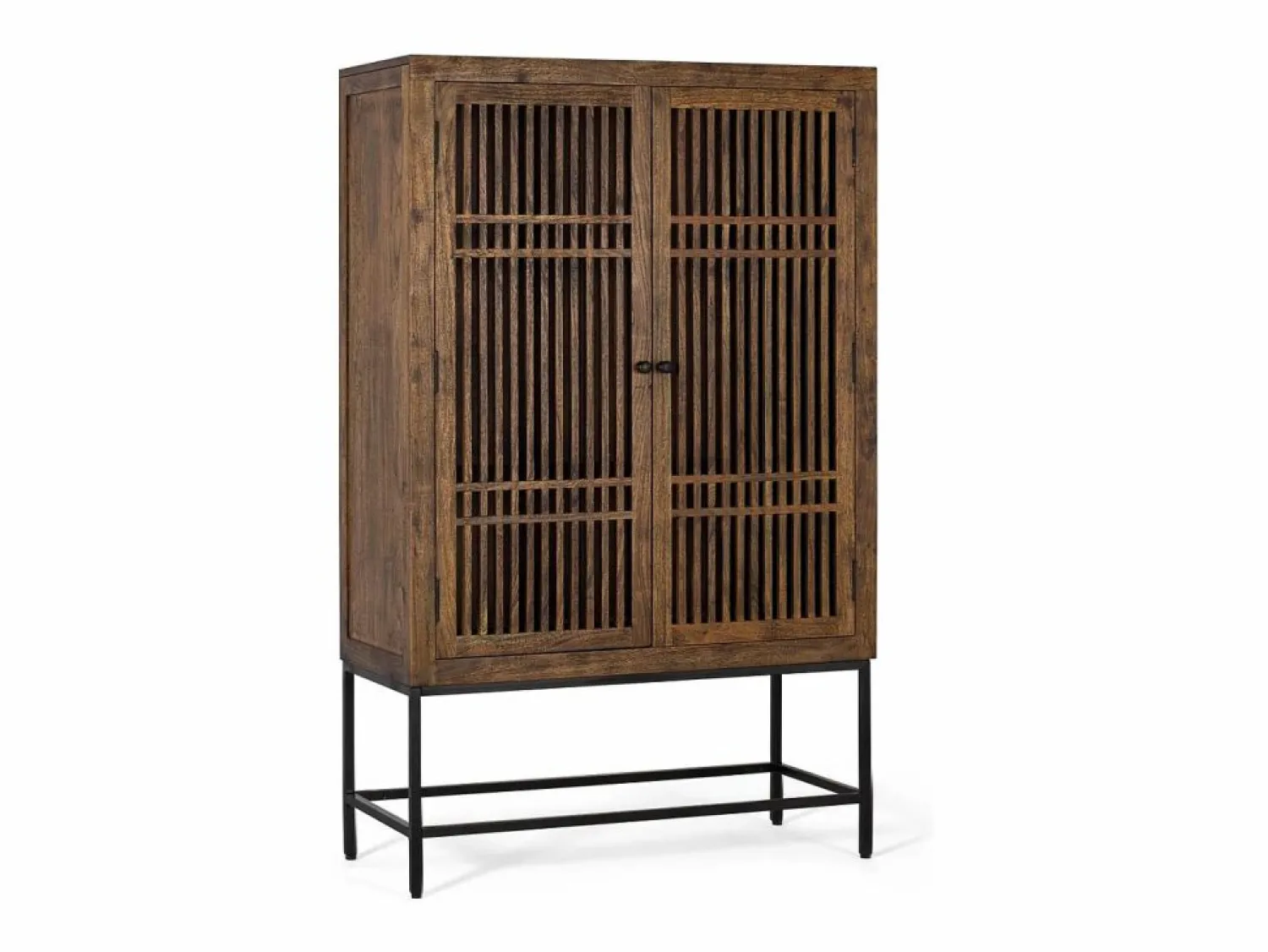 Best Armario de dos puertas fabricado en madera de acacia y patas de metal Armario