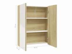 New vidaxl Armario de espejo de baño MDF y roble 60x15x75 cm Blanco