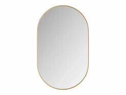 Discount Armario de espejo ovalado de pared con estructura de metal y estantes ajustables, para baño, salón y dormitorio, (91 x 61 x 12 cm) Dorado