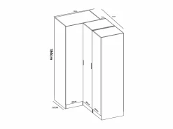 Vente-unique Armario de esquina 3 puertas L132 cm en color - LISTOWEL