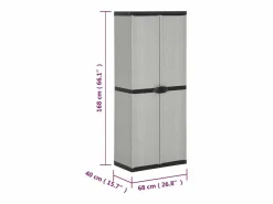 vidaxl Armario de jardín con 3 estantes y negro 68x40x168 cm Gris