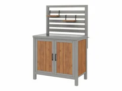 Discount Armario de jardín de madera - 80 x 51 x 148,5 cm - con encimera + estantes + 2 puertas - natural Armario De Jardín