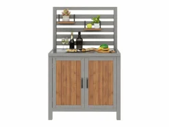 Discount Armario de jardín de madera - 80 x 51 x 148,5 cm - con encimera + estantes + 2 puertas - natural Armario De Jardín