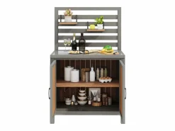 Discount Armario de jardín de madera - 80 x 51 x 148,5 cm - con encimera + estantes + 2 puertas - natural Armario De Jardín