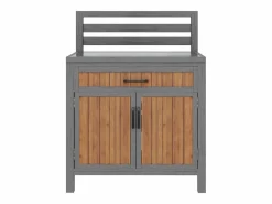 Merax Armario de jardín de madera - 80 x 51 x 119 cm - con encimera + cajón + 2 puertas - natural