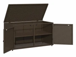 Armario de jardín marrón de resina tejida, 110 x 55 x 60,5 cm.