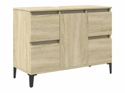 Clearance Armario de lavabo madera contrachapada roble Sonoma 80x33x60 cm Mueble De Lavabo