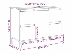 Clearance Armario de lavabo madera contrachapada roble Sonoma 80x33x60 cm Mueble De Lavabo