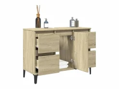 Clearance Armario de lavabo madera contrachapada roble Sonoma 80x33x60 cm Mueble De Lavabo