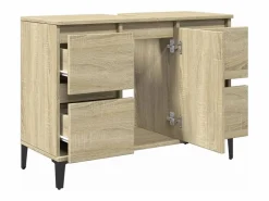 Clearance Armario de lavabo madera contrachapada roble Sonoma 80x33x60 cm Mueble De Lavabo