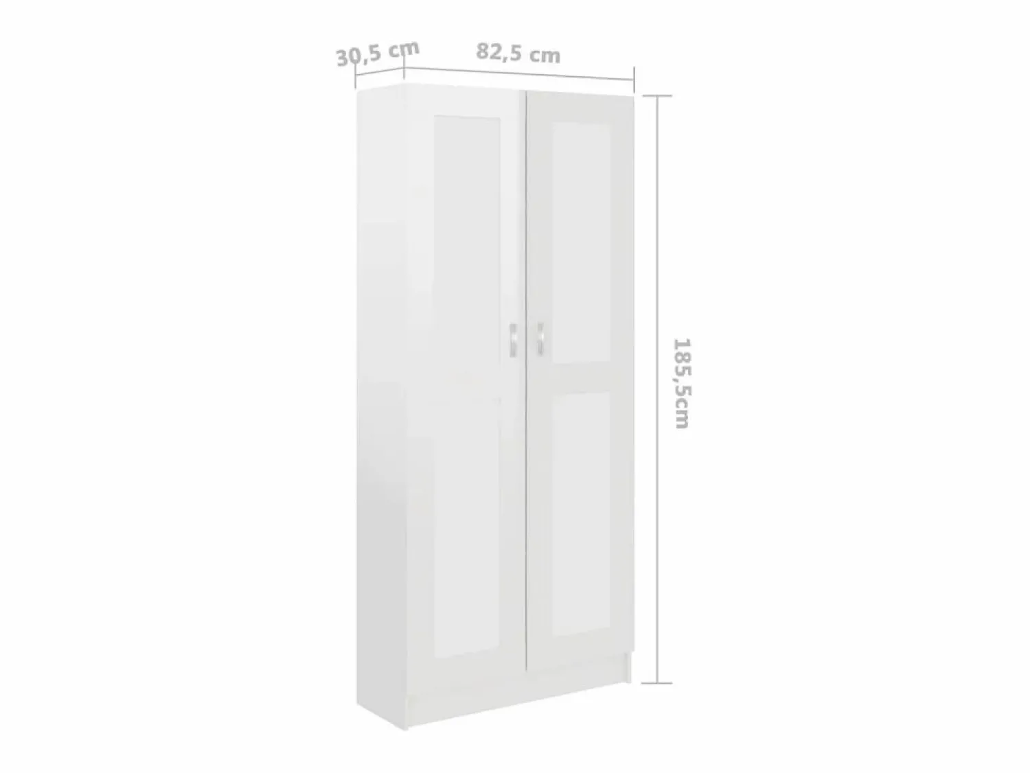 Outlet vidaxl Armario de libros contrachapada brillo 82,5x30,5x185,5cm Blanco