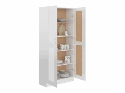 Outlet vidaxl Armario de libros contrachapada brillo 82,5x30,5x185,5cm Blanco