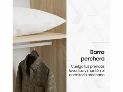 Clearance Armario de Madera con 2 Puertas Correderas y Altillo – Puccini Andersen, Ideal para Dormitorios de Matrimonio e Infantiles, 150x208x55 cm Beige