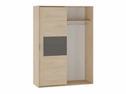 Hot Armario de Madera con 2 Puertas Correderas y Altillo – Puccini Grafito, Ideal para Dormitorios de Matrimonio e Infantiles, 150x208x55 cm Beige