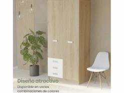 Best Armario de Madera con 2 Puertas, Altillo y 3 Cajones – Puccini -Andersen, Perfecto para Dormitorios Matrimoniales e Infantiles, 94,8x207,6x50 cm Muebles Niño