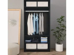 Discount Armario de madera contrachapada 100x50x200 cm ES256511 Negro