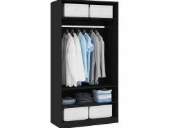 Discount Armario de madera contrachapada 100x50x200 cm ES256511 Negro
