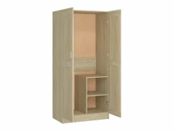 Clearance Armario de madera contrachapada color roble 82,5x51,5x180 cm ES392909 Marru00f3n
