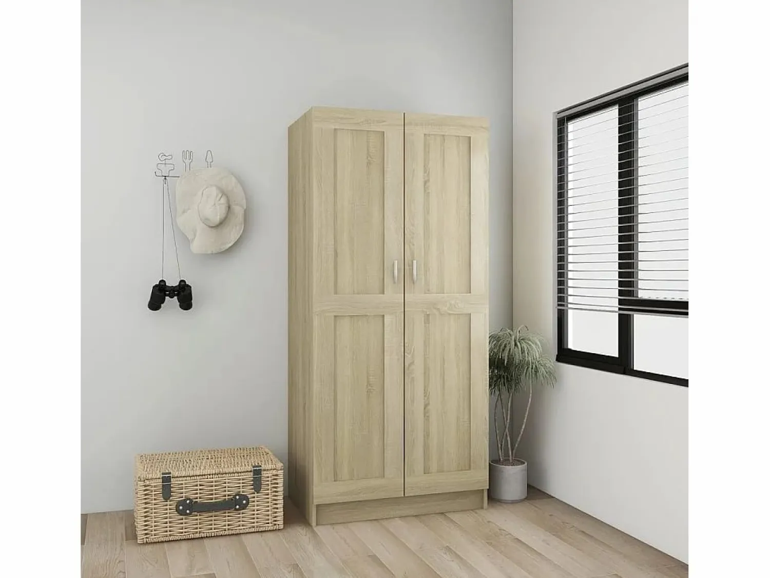 Clearance Armario de madera contrachapada color roble 82,5x51,5x180 cm ES392909 Marru00f3n