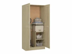 Clearance Armario de madera contrachapada color roble 82,5x51,5x180 cm ES392909 Marru00f3n