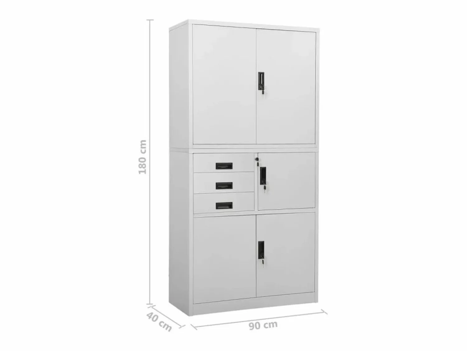 vidaxl Armario de oficina de acero claro 90x40x180 cm