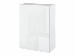 Clearance Armario de pared blanco brillo 60 cm - Mueble alto y columna para cuartos de baño Transparente / Blanco