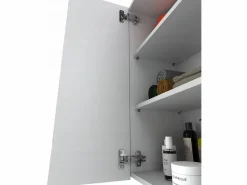 Clearance Armario de pared blanco brillo 60 cm - Mueble alto y columna para cuartos de baño Transparente / Blanco