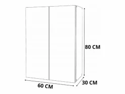 Clearance Armario de pared blanco brillo 60 cm - Mueble alto y columna para cuartos de baño Transparente / Blanco