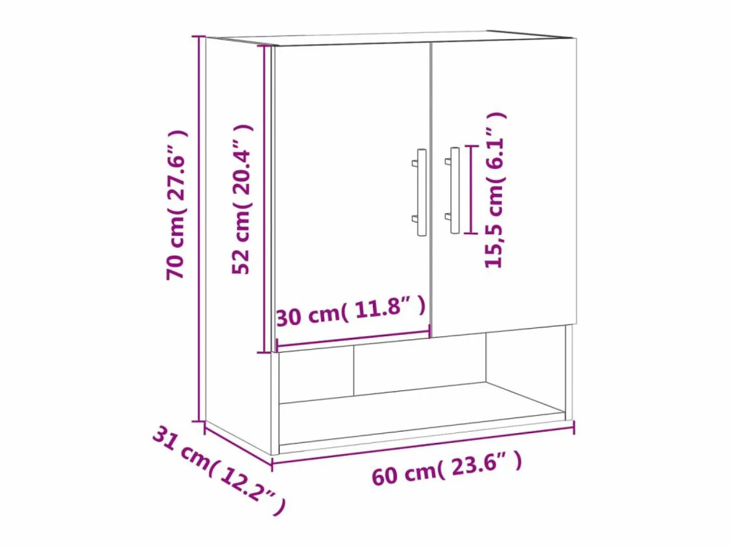 Outlet vidaxl Armario de pared madera de ingeniería 60x31x70 cm Blanco
