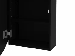 Hot Armario de pared ovalado negra para el cuarto de baño con espejo, Ancho 48 x Alt. 60 x Prof. 15 cm, RURI Mueble De Pared Para Baño|Mueble De Aseo