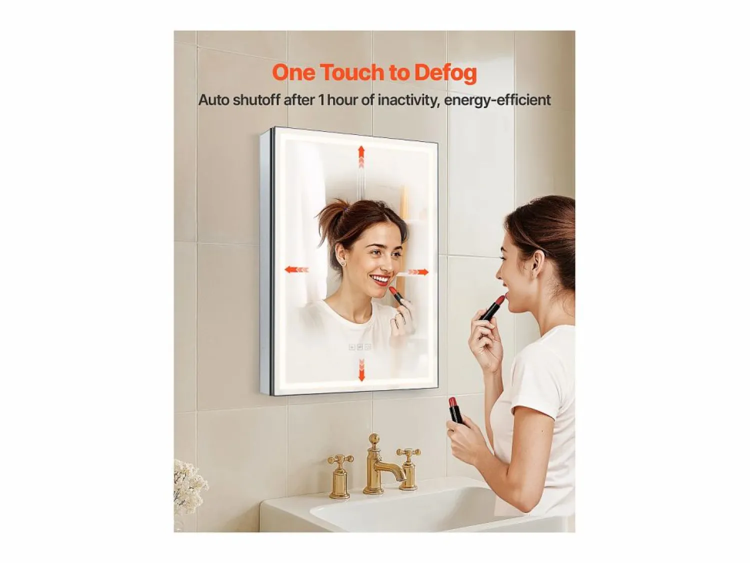Hot Armario de Pared para Baño SucceBuy Armario de Tocador con Espejo y LED de 3 Colores con Intensidad Variable, Función de Desempañado, 50 x 70 cm Blanco