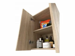Best Armario de pared roble Sonoma 40x25x60cm - Mueble alto y columna para cuarto de baño Color natural oscuro