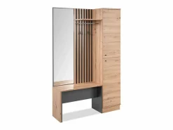 Armario de pasillo 122x190x37 cm aspecto natural industrial