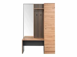 Armario de pasillo 122x190x37 cm aspecto natural industrial
