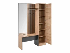 Armario de pasillo 122x190x37 cm aspecto natural industrial