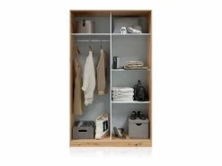 duehome Armario de puertas correderas en roble nodi 120x200 cm Show Roble Nodi Marru00f3n
