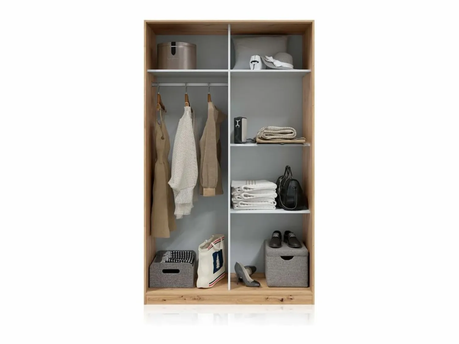 duehome Armario de puertas correderas en roble nodi 120x200 cm Show Roble Nodi Marru00f3n