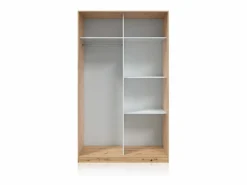 duehome Armario de puertas correderas en roble nodi 120x200 cm Show Roble Nodi Marru00f3n